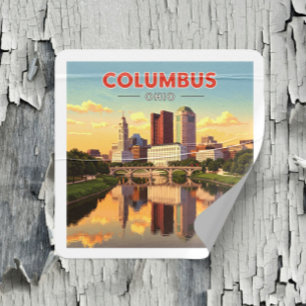 Adesivo Quadrado Vintage Columbus Ohio