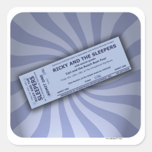 Adesivo Quadrado Vintage Concert Ticket Digital Art Music Divertime