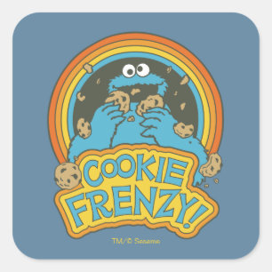 Adesivo Quadrado Vintage Cookie Monster Cookie Frenzy