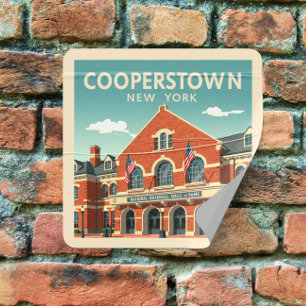 Adesivo Quadrado Vintage Cooperstown New York