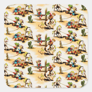 Adesivo Quadrado Vintage Cowboy Cowboy Country Kids Pony Cactus