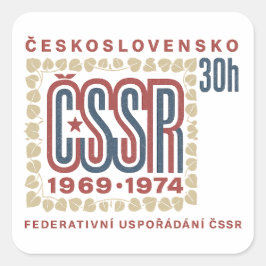 Adesivo Quadrado Vintage Czechoslovak ČSSR Stamp Artwork
