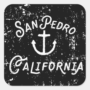 Adesivo Quadrado Vintage da âncora de San Pedro Los Angeles