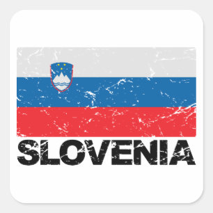 Adesivo Quadrado Vintage da bandeira de Slovenia