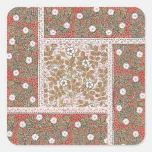 Adesivo Quadrado Vintage da ilustração da Rosa selvagem