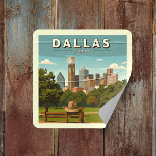 Adesivo Quadrado Vintage Dallas Texas