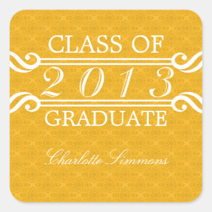 Adesivo Quadrado Vintage Damask 2013 Graduation Stickers