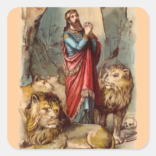 Adesivo Quadrado Vintage Daniel no Lions Den Sticker (Frente)