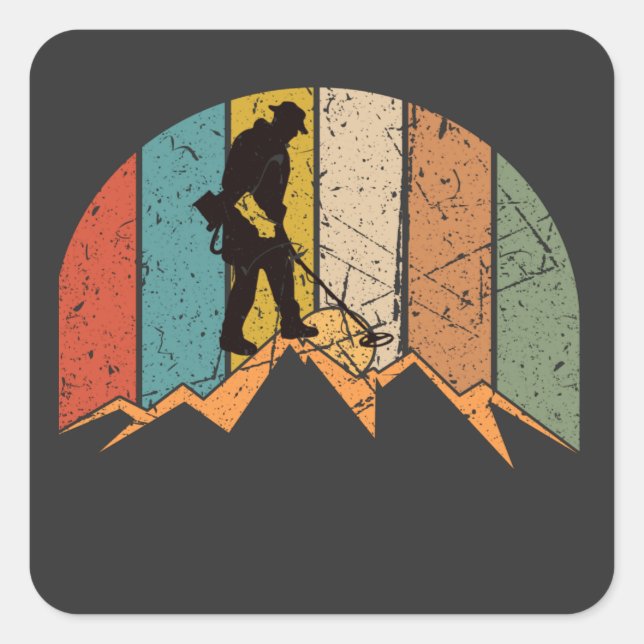 Adesivo Quadrado Vintage de detecção de metais (Frente)