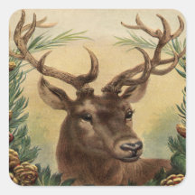 Vintage Deer Buck Stag Natureza Natal Russo