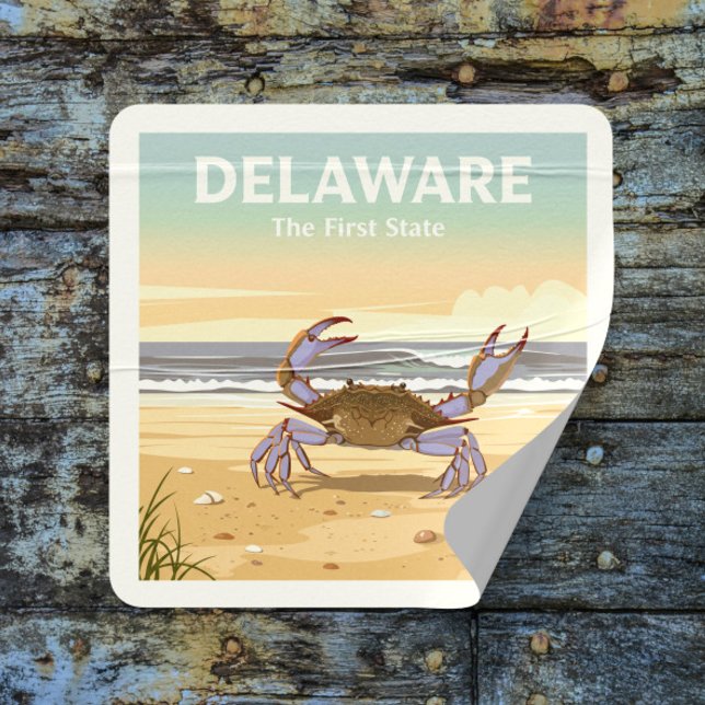 Adesivo Quadrado Vintage Delaware (Criador carregado)