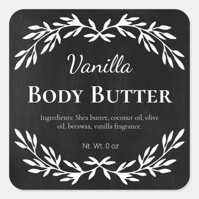 Adesivo Quadrado Vintage DIY Vanilla Body Button Labs (Frente)