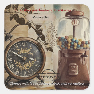 Adesivo Quadrado Vintage Doce Vending Machine Alarm Cotes
