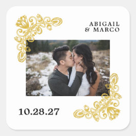Adesivo Quadrado Vintage Dourada