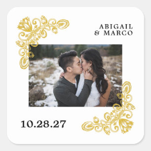 Adesivo Quadrado Vintage Dourada