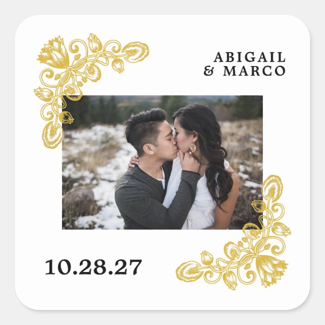 Adesivo Quadrado Vintage Dourada (Frente)