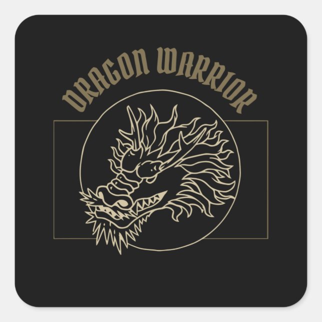 Adesivo Quadrado Vintage Dragon Warrior (Frente)