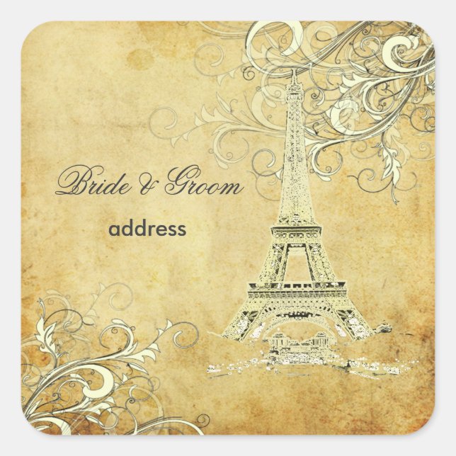 ADESIVO QUADRADO VINTAGE EIFFEL TOWER/VANILLA SWIRLS (Frente)