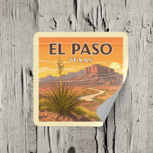 Adesivo Quadrado Vintage El Paso Texas