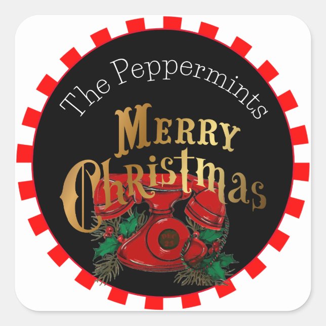 Adesivo Quadrado Vintage Elegant Christmas Telephone Personalizado (Frente)