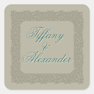 Adesivo Quadrado Vintage elegante vintage, colante de casamento mar
