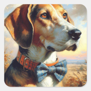 Adesivo Quadrado Vintage English Foxhound Painting