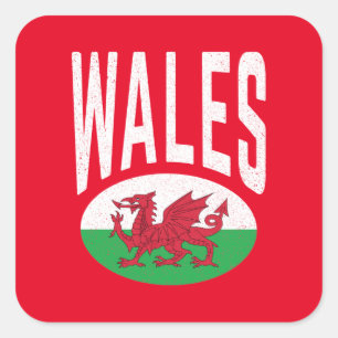 Adesivo Quadrado Vintage Envelhecido Gales Cymraeg Cymru Orgulhosam