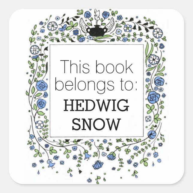 Adesivo Quadrado Vintage Este Livro Pertence a Bookplate (Frente)