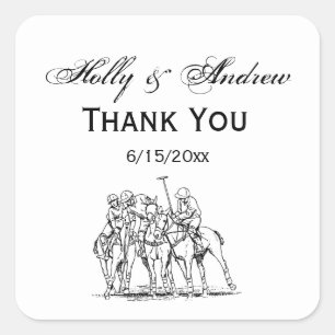 Adesivo Quadrado Vintage Estylized Polo Match Desenho #1 Preto