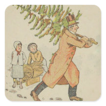 Vintage European Christmas Sticker - Tree