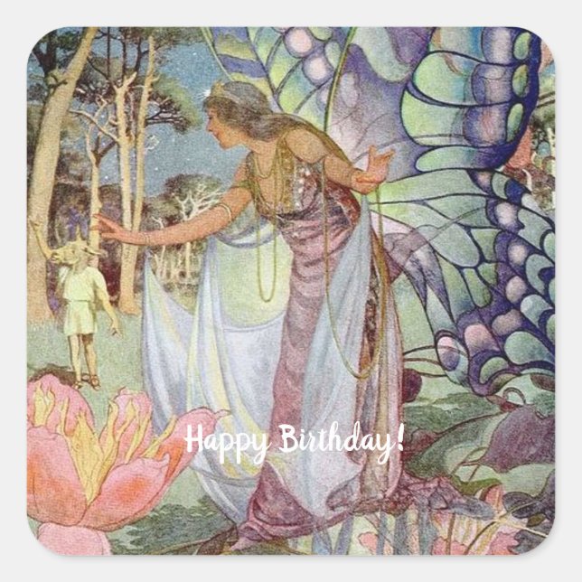 Adesivo Quadrado Vintage Fairy (Frente)