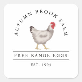 Adesivo Quadrado vintage Family Chicken Farm Business