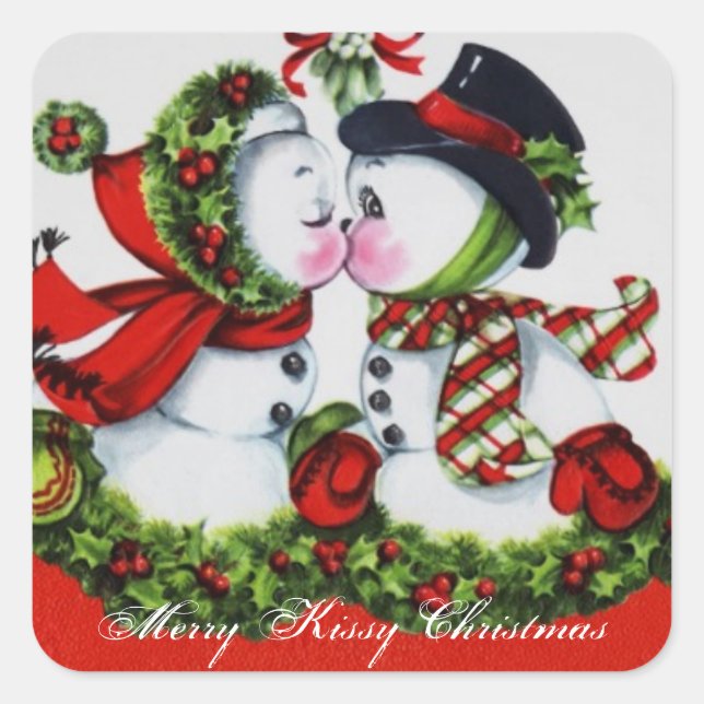 Adesivo Quadrado Vintage Feliz Kissy Natal (Frente)
