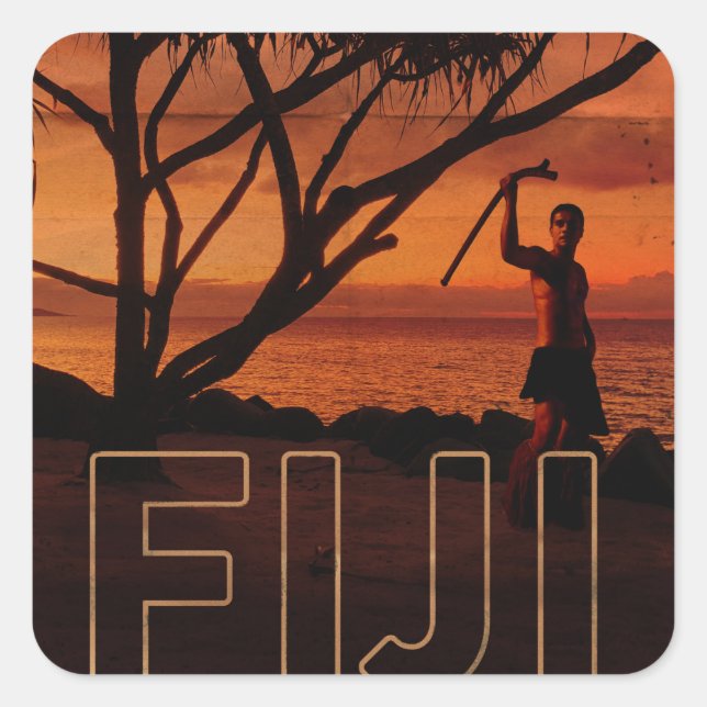 Adesivo Quadrado Vintage Fiji (Frente)