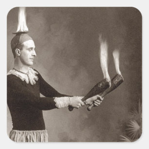 Adesivo Quadrado Vintage Fire Juggler