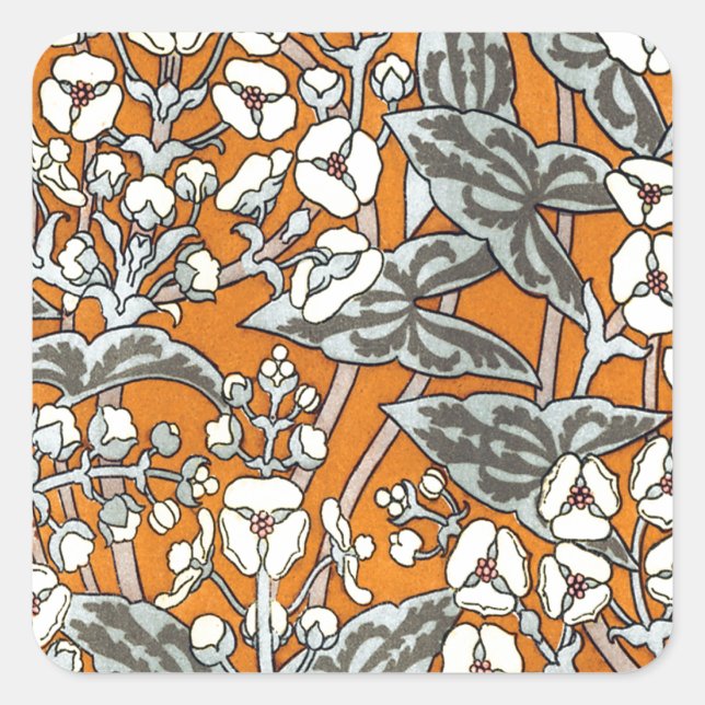 Adesivo Quadrado Vintage Floral (Frente)