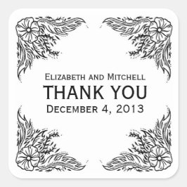 Adesivo Quadrado Vintage Floral Border Obrigado Stickers