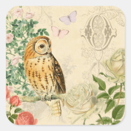 Adesivo Quadrado Vintage floral com rosas bonitos