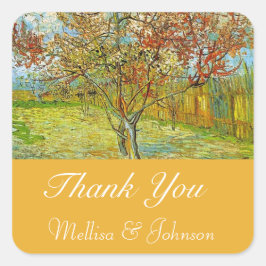 Adesivo Quadrado Vintage floral favor do casamento obrigado seus ad