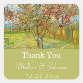 Adesivo Quadrado Vintage floral favor do casamento obrigado seus ad