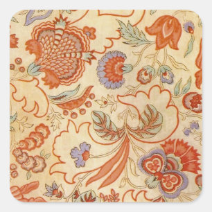 Adesivo Quadrado Vintage Floral Francês Chintz Antiquado Terracota