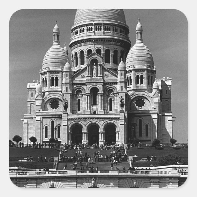 Adesivo Quadrado Vintage France Paris Sacre Coeur Basilica (Frente)
