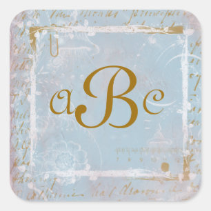 Adesivo Quadrado Vintage French Blue Toile & Script Custom Stickers