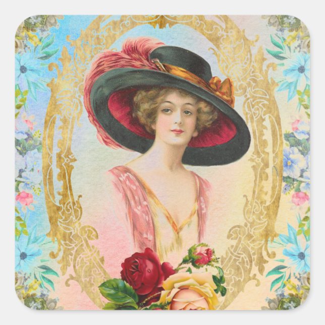 Adesivo Quadrado Vintage French Sticker (Frente)