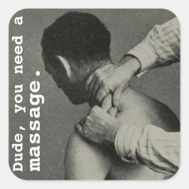 Adesivo Quadrado Vintage Funny Customizable Massage