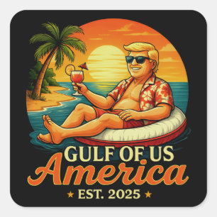 Adesivo Quadrado Vintage Funny Trump América Golfo 2025