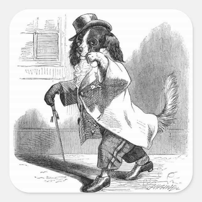 Adesivo Quadrado Vintage Gentleman Dog Stickers (Frente)