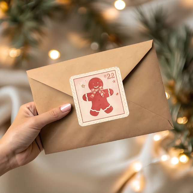 Adesivo Quadrado Vintage Gingerbread Man Christmas  (Criador carregado)