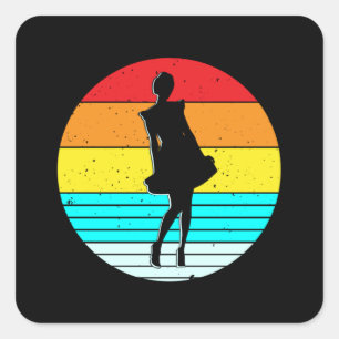 Adesivo Quadrado Vintage Girl Retro Aover Engraçada Ideia de Prese