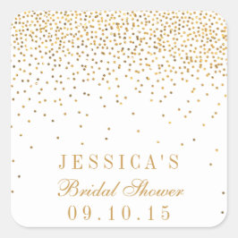 Adesivo Quadrado Vintage Glam Dourado Confetti Chá de panela Sticke